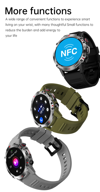 Two smartwatches displayed with icons for NFC and other smart functions, demonstrating the convenience they add to everyday life.