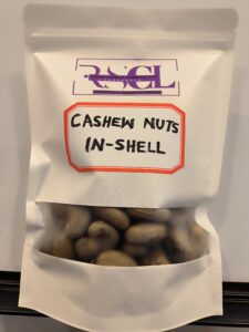 Rumali Supreme In-Shell Cashew Nuts Package Rumali Supreme in-shell cashew nuts in a labeled pouch.